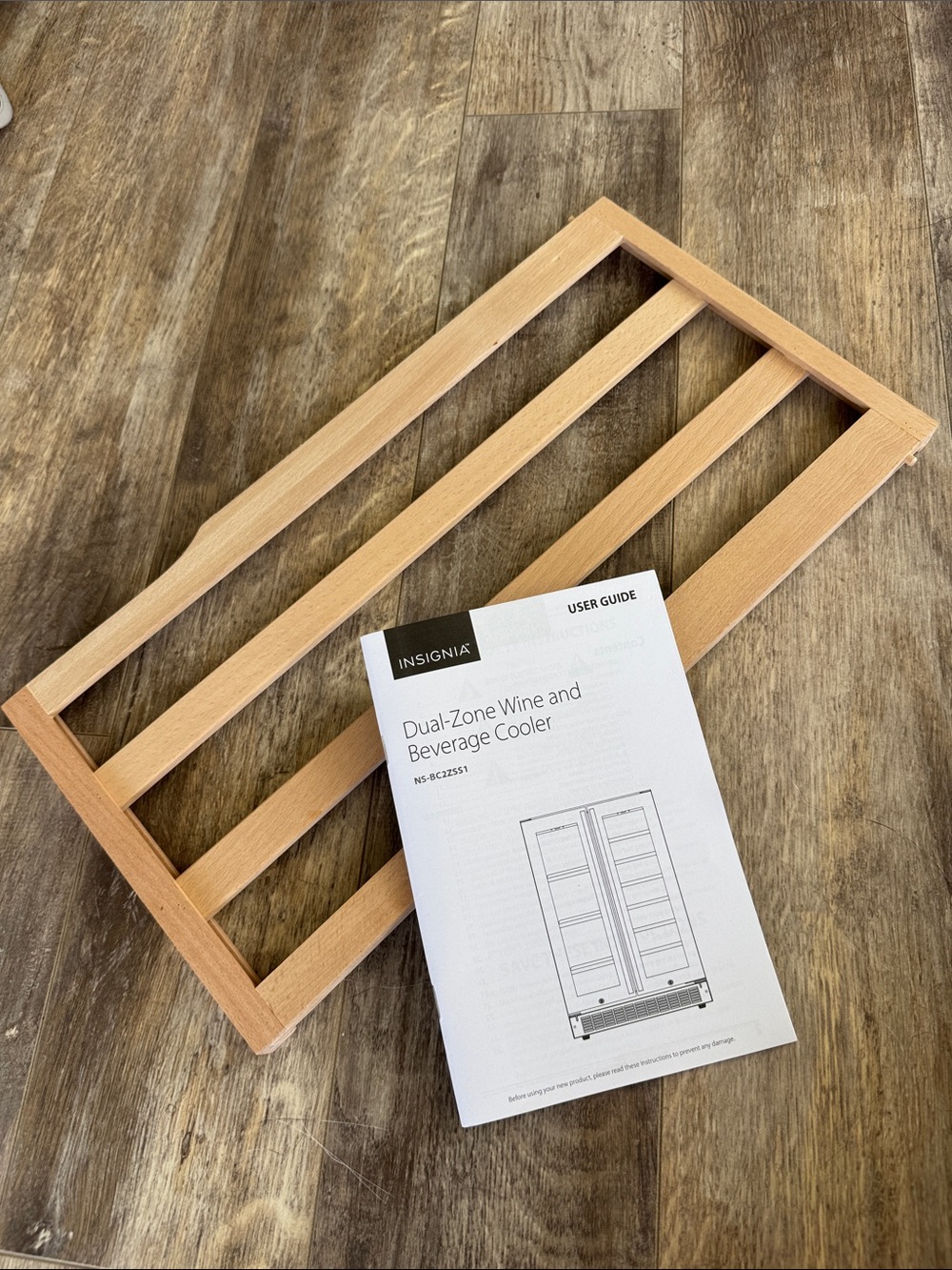 Insignia Dual-Zone Wine & Beverage Cooler NS-BC2ZSS1 Natural Wood Shelves (12)